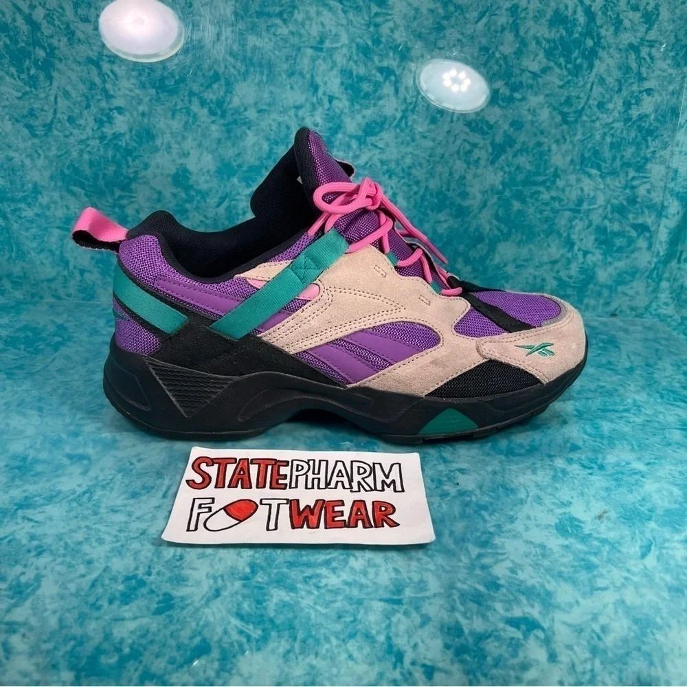 Reebok Aztrek 96 Adventure Beige Purple Men’s Low Top Retro Athletic Shoes Size